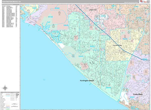 Huntington Beach Wall Map
